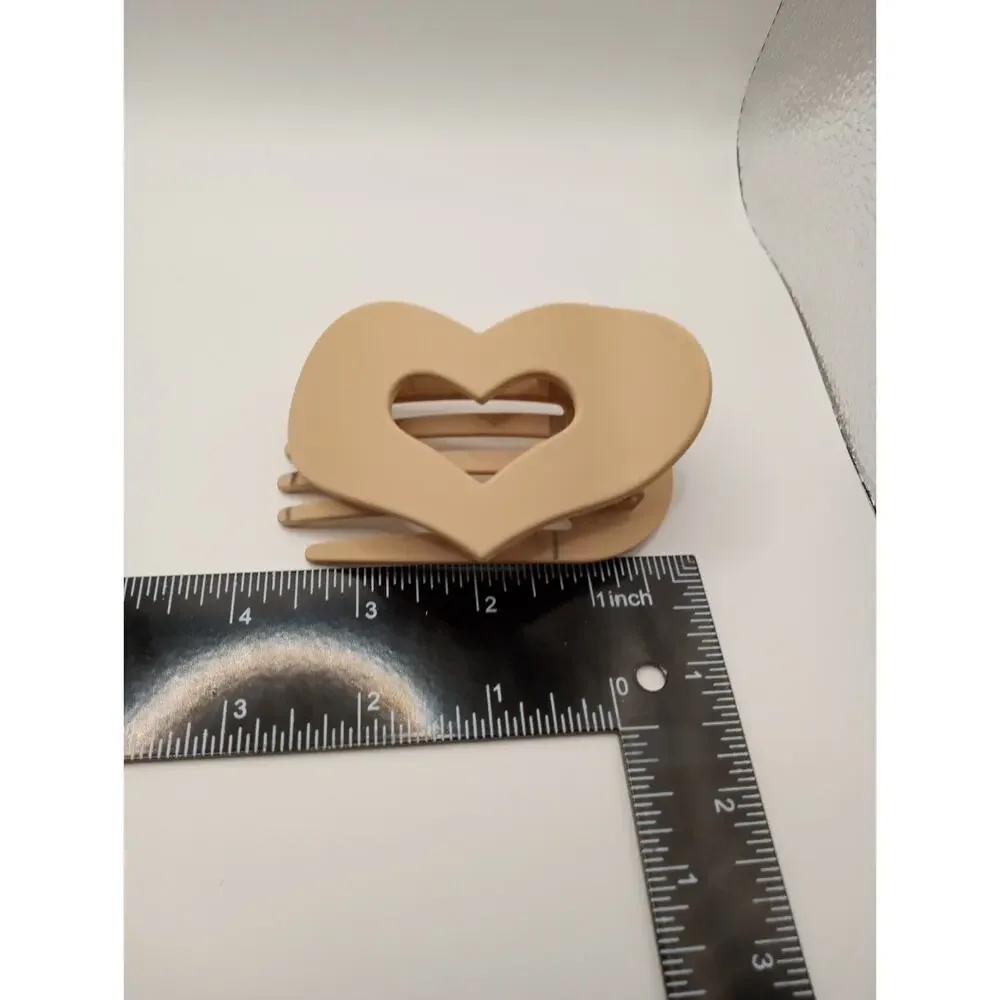 Tan Light Brown Heart Shaped Hair Clip Claw Barrette 910